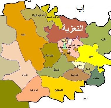 خريطة محافظة تعز ومديرياتها