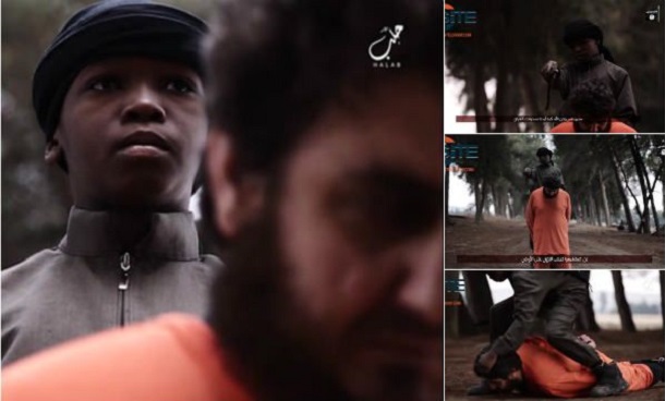 ظهور أول طفل «داعشي» أسود وهو يذبح إمام مسجد بسوريا