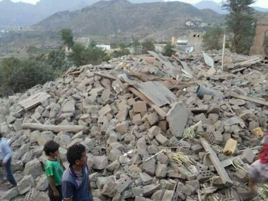 منزل الشيخ توفيق العنسي بعد تفجيره من ميليشيا الحوثي