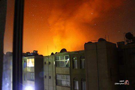 طيران التحالف يشن غارات جوية على العاصمة صنعاء ويقصف المعهد الفندقي (صورة)