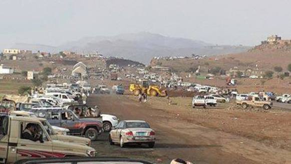 صورة لاعتصام الحوثيين في منطقة الصباحة غرب العاصمة