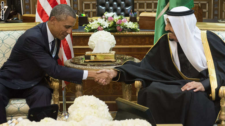 بالصور.. أوباما وحرمه بالسعودية لتعزية الملك سلمان عبدالعزيز
