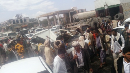 صور حادث مروري مروع بصنعاء اليوم
