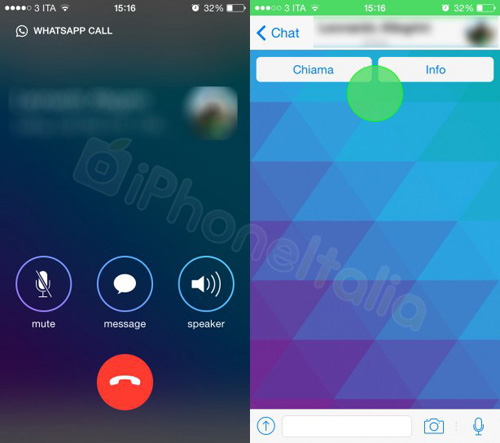 تسريب واجهة تطبيق واتساب مع ميزة الإتصال الصوتي على iOS
