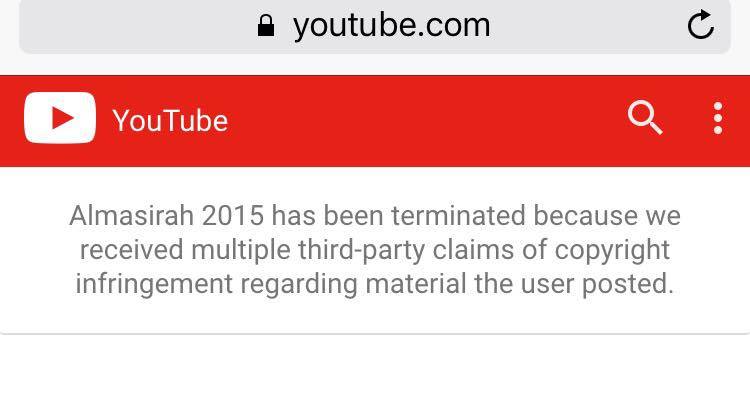 يوتيوب يحذف قناة «المسيرة» منه نهائيا بسبب مخالفتها سياسة الموقع
