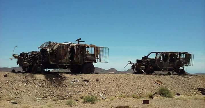 عربات محترقة لقوات الجيش اليمني (أرشيف)