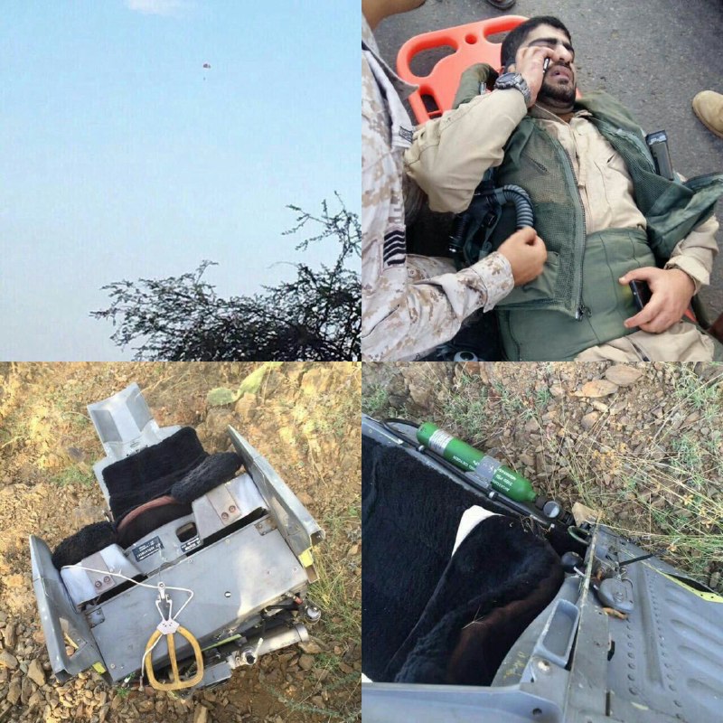 شاهد بالفيديو والصور.. نجاة طيار بحريني بعد سقوط طائرته في جازان الحدودية